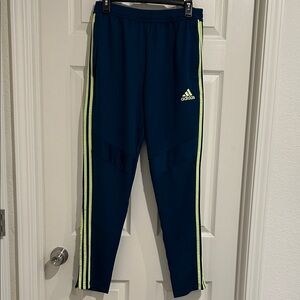 Adidas Navy Joggers with Neon Stripes